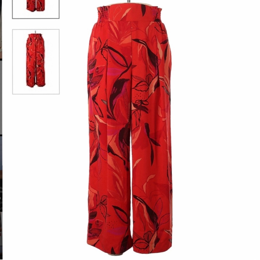 A New Day Red Tropical Wide Leg Pants